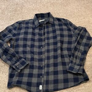 Men's Blue and Gray Checkered Shirt